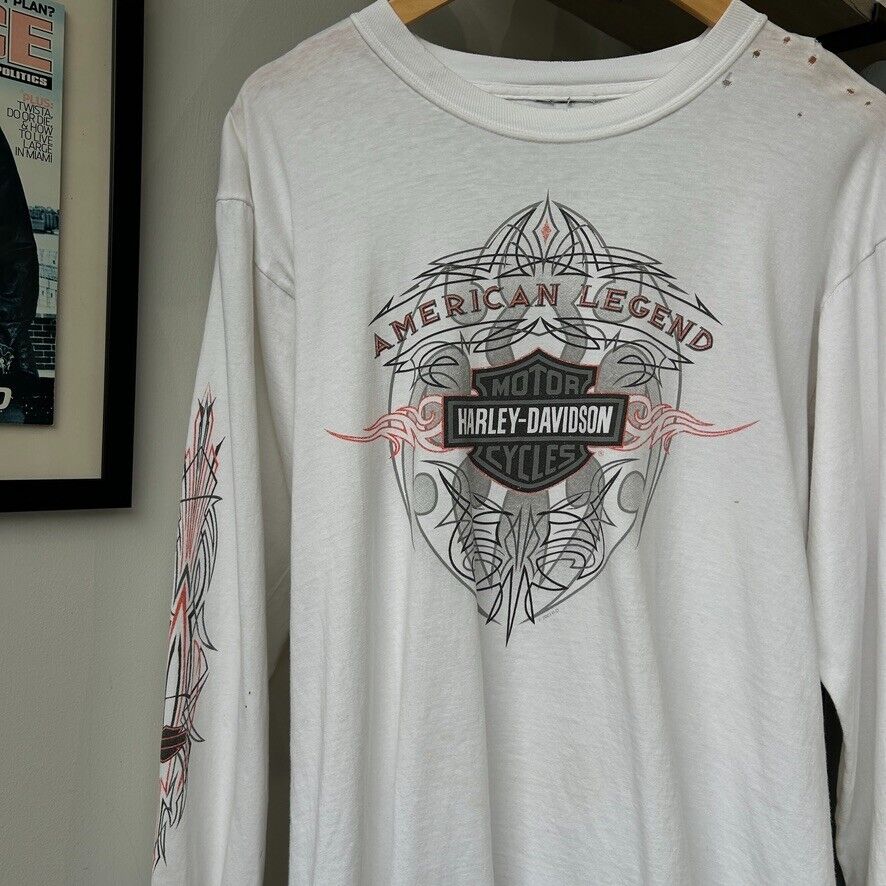 VINTAGE | Harley Davidson Grand Canyon Thrashed Biker Long Sleeve T-Shirt sz M