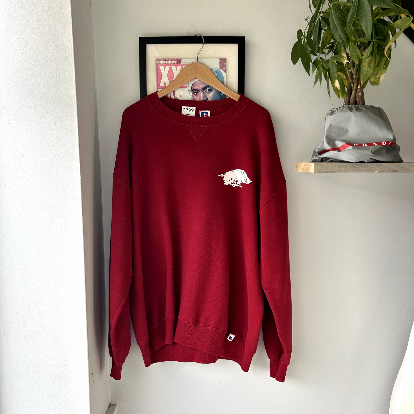 VINTAGE 1990s | Red Collegiate Russell Athletics Crewneck Sweater Sz XXL