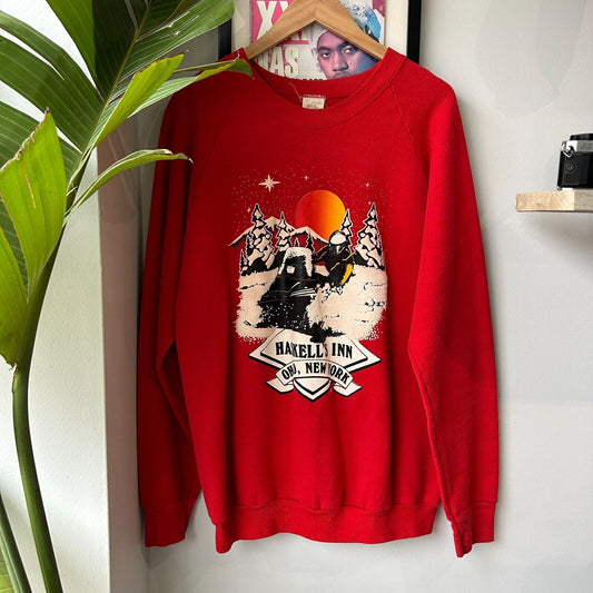 VINTAGE 80s | Haskell's Inn NY Ski Doo Crewneck Sweater sz M/L Adult