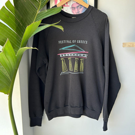 VINTAGE 90s | Festival Of Greece Illustration Faded Crew Sweater sz M Adult