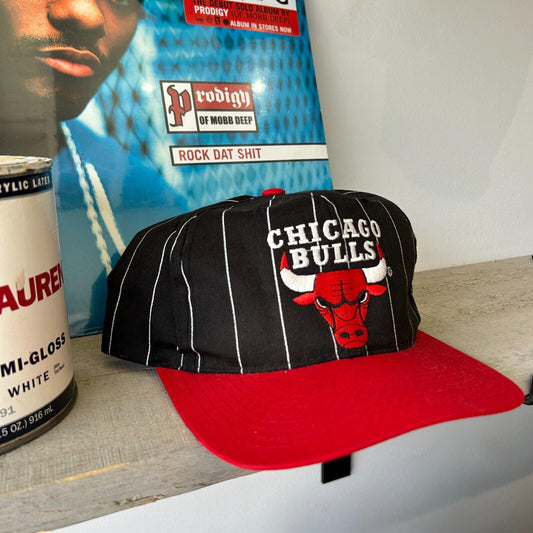 VINTAGE 90s | Chicago Bulls Pinstripe STARTER Snapback HAT One Size