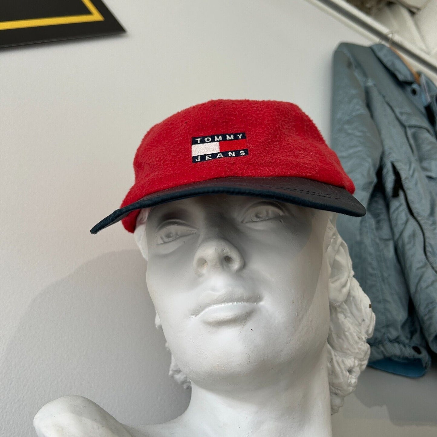 VINTAGE 90s | Tommy Jeans Fleece Strap Back Cap HAT One Size