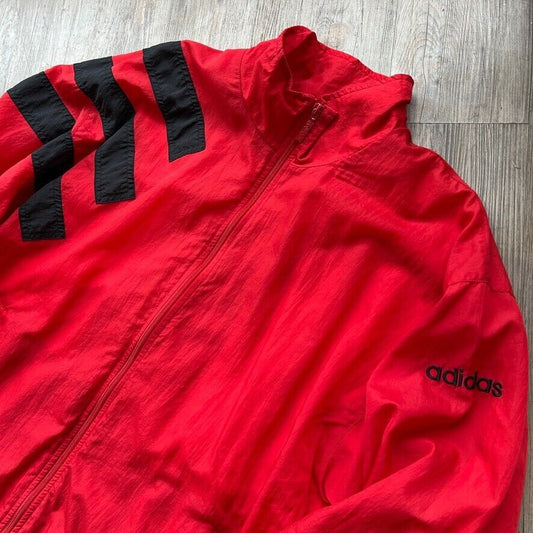 VINTAGE 90s | Adidas 3 Stripe Full Zip Windbreaker Jacket sz L