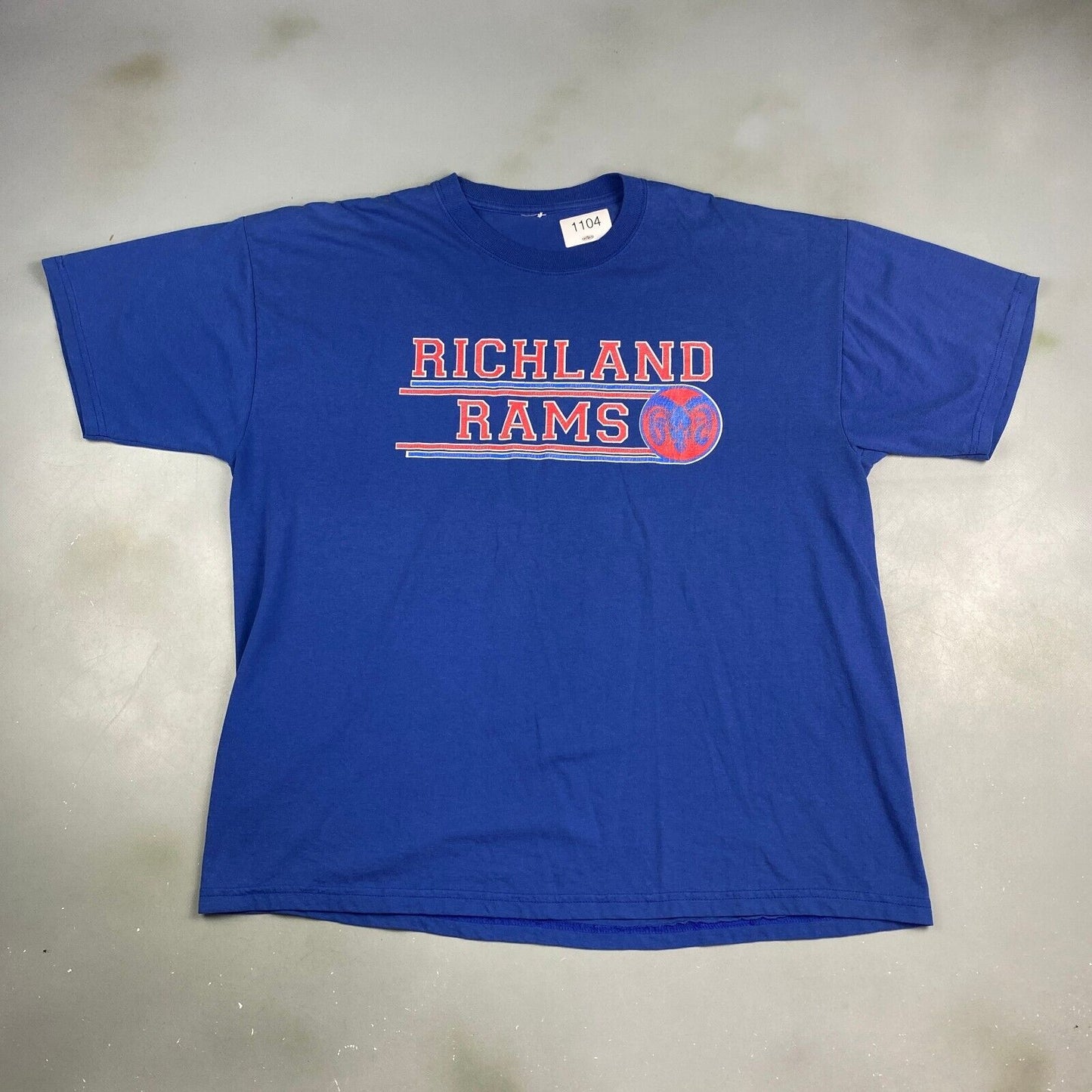 VINTAGE 90s Richland Rams Blue T-Shirt sz XL Men Adult