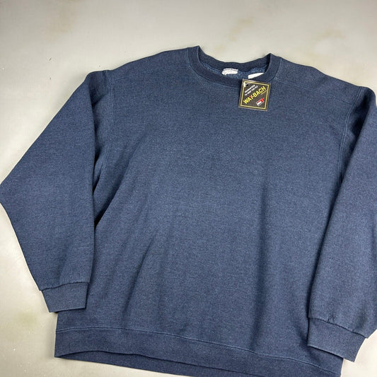 VINTAGE 90s Blank Navy Crewneck Sweater sz XXL Adult