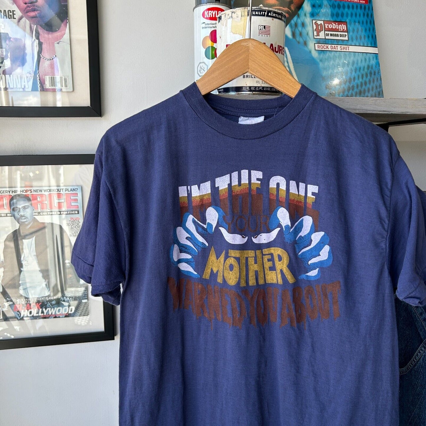 VINTAGE 80s | Im The One Mother Warned You About T-Shirt sz M Adult