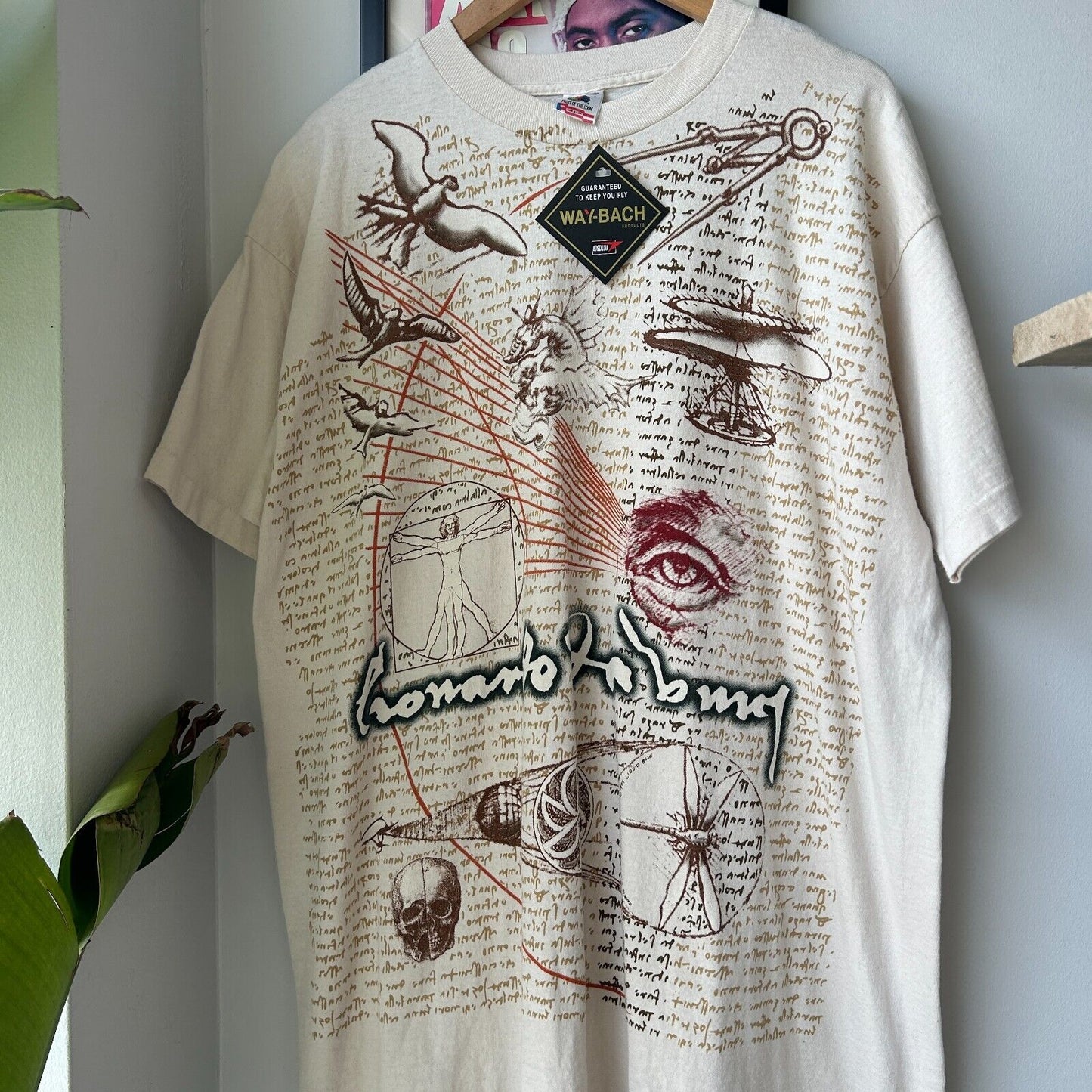 VINTAGE 90s | Leonardo Da Vinci All Over Print Art T-Shirt sz XL Adult