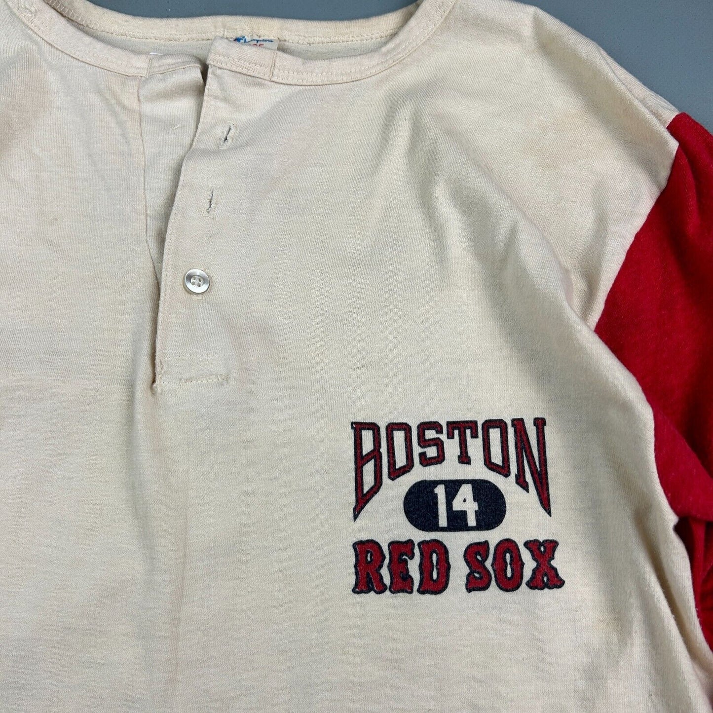 VINTAGE 80s | Boston Red Sox Henley 3/4 Sleeve T-Shirt sz M Adult