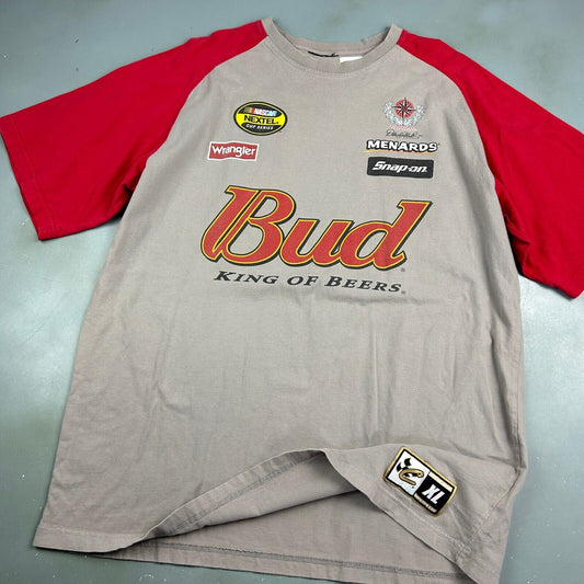 VINTAGE | BUD King Of Beers Sponsors Nascar #8 Two Tone T-Shirt sz XL Men Adult