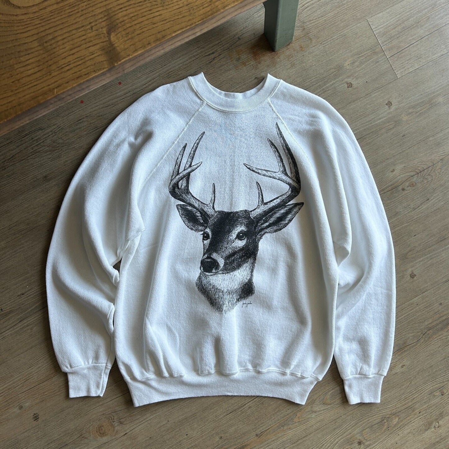 VINTAGE 80s | Deer Animal Artwork Print Crew Sweater sz L