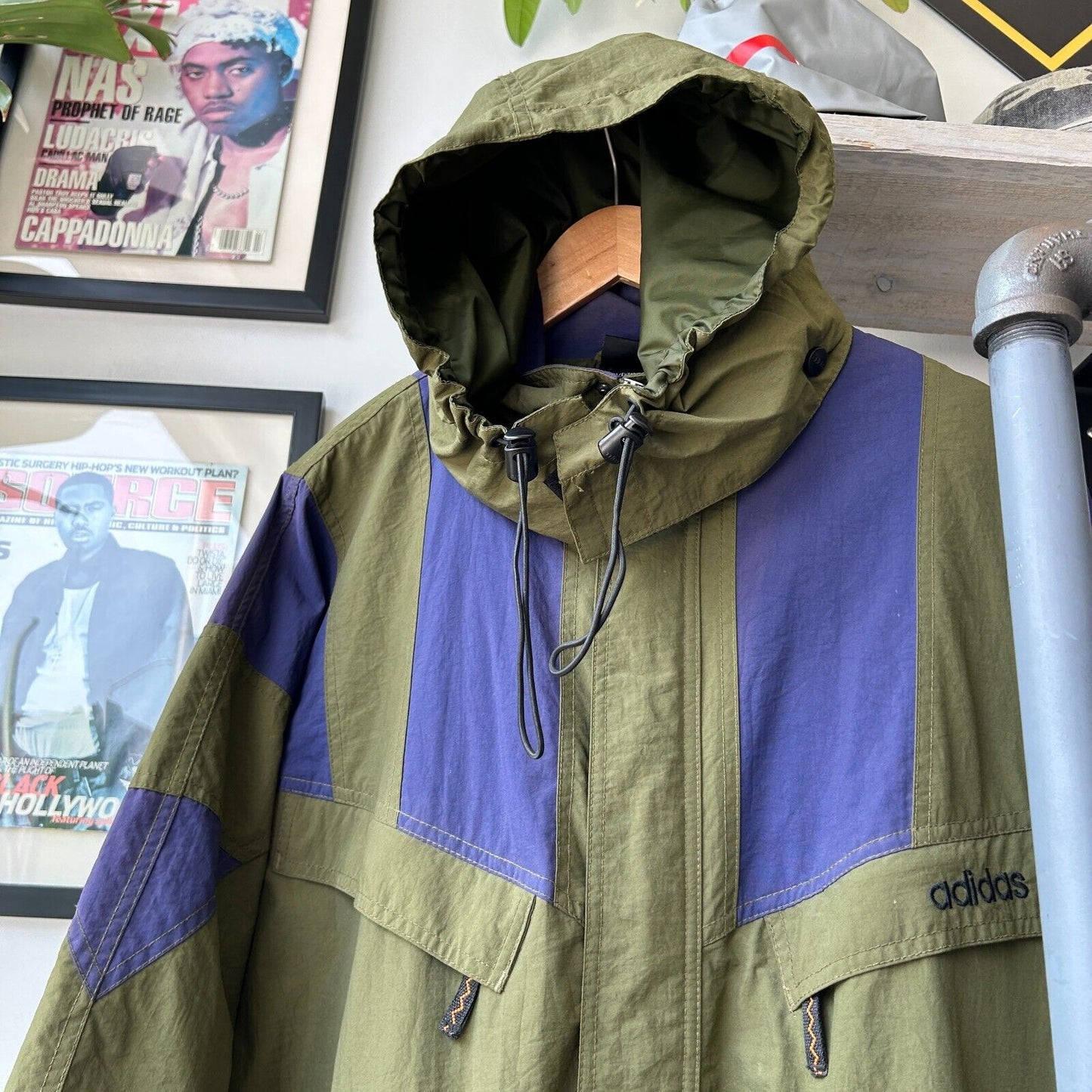 VINTAGE 90s | Adidas Windbreaker Trench Jacket sz XL