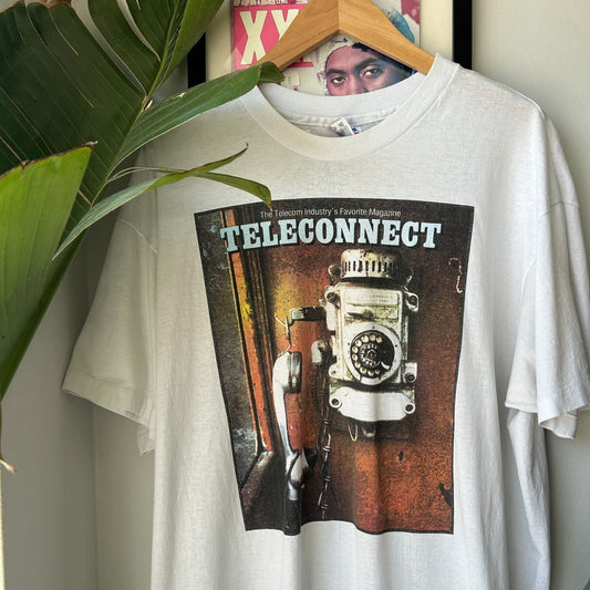 VINTAGE 90s | Teleconnect Magazine Phone T-Shirt sz XL