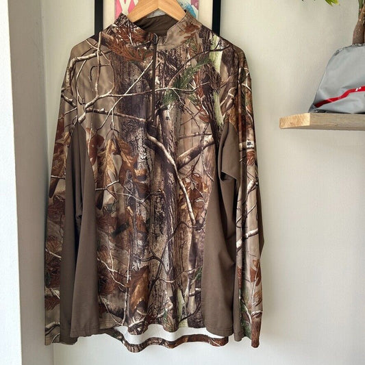 VINTAGE | Real Tree Camo 1/4 Zip Long Sleeve Jersey sz XL