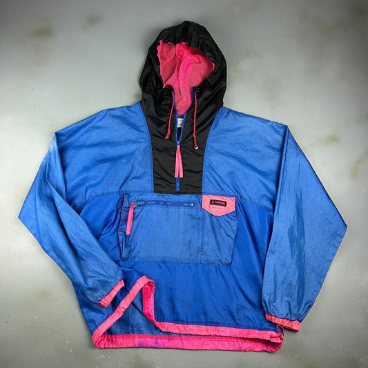 VINTAGE 90s | Columbia Ripstop 1/2 Zip Radial Sleeve Anorak Jacket sz L Adult