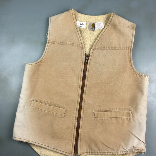 VINTAGE 90s Carhartt Faded Sherpa Lined Vest Jacket sz Large Men Adult MadeinUSA