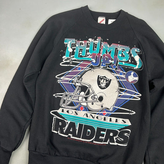 VINTAGE 80s-90s | LA RAIDERS NFL Football Helmet Crewneck Sweater sz L Adult