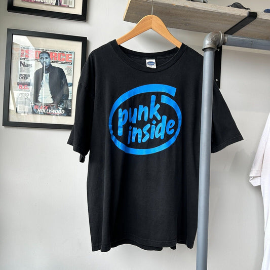 VINTAGE | Punk Inside Intel Logo Flip T-Shirt sz L-XL