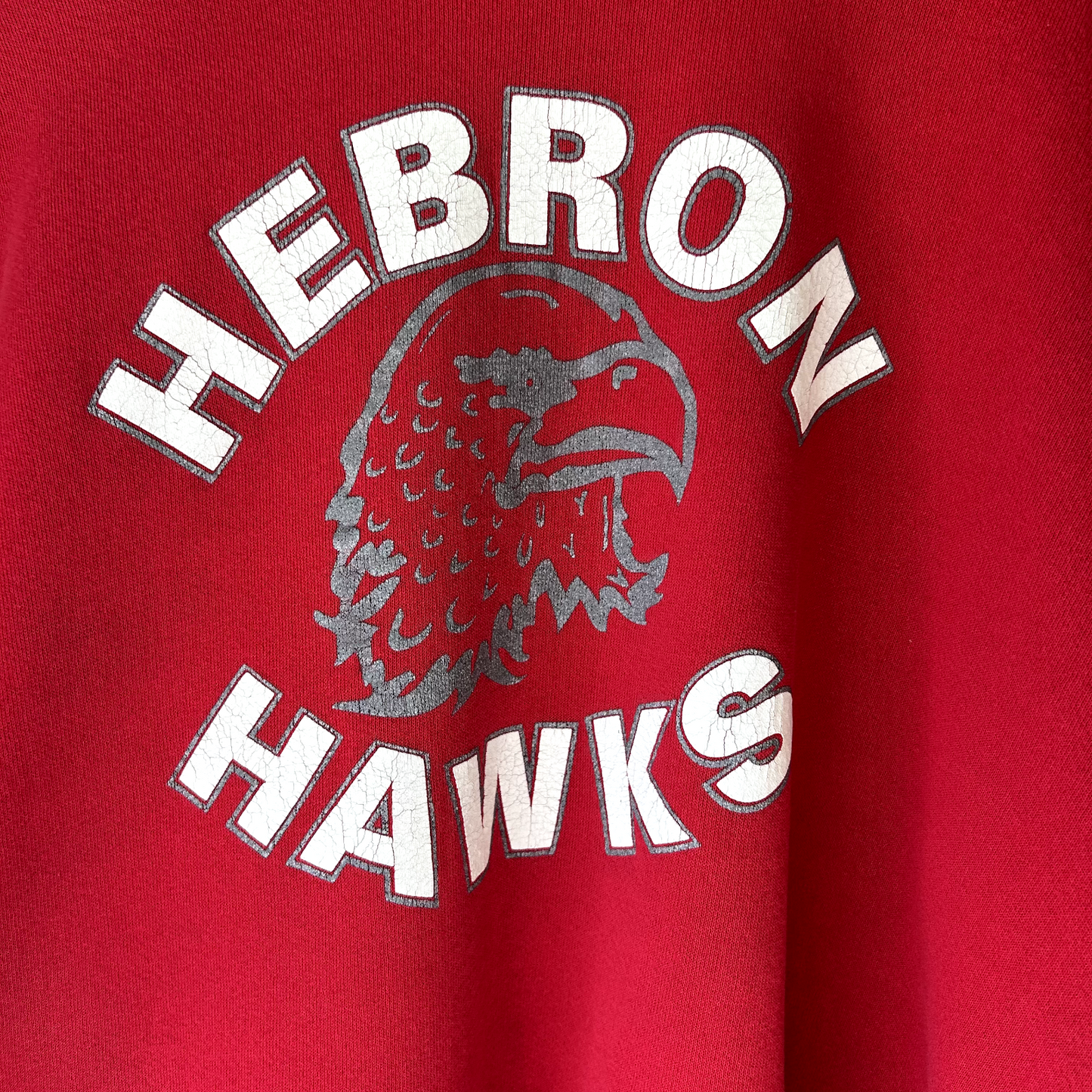 VINTAGE 1990s | Red Hebron Hawks Collegiate Crewneck Sweater Sz XL Made In USA