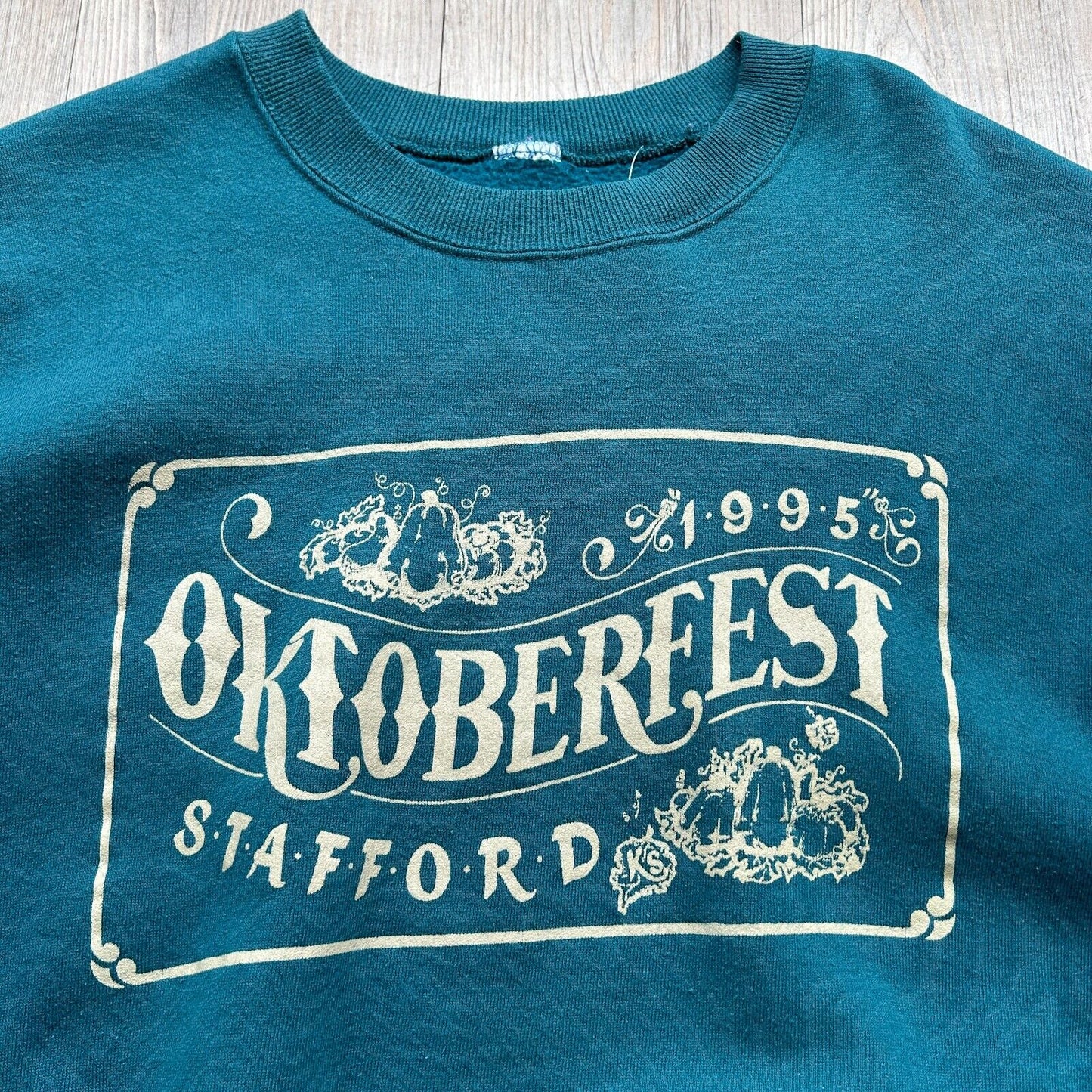 VINTAGE | Oktoberfest Stafford Teal Green Crewneck Sweater sz XL Adult