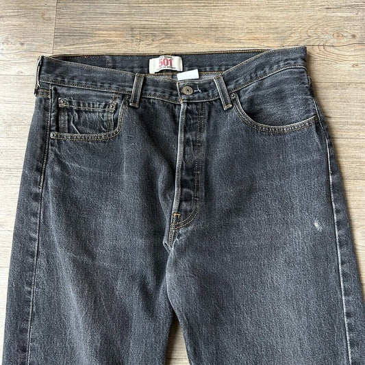 VINTAGE | Levis 501 Black Wash Button Fly Jeans Pants sz W32 L30