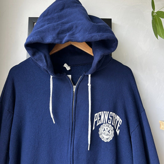 VINTAGE 80s 90s | Penn State University Zip Up Hoodie Sweater sz L