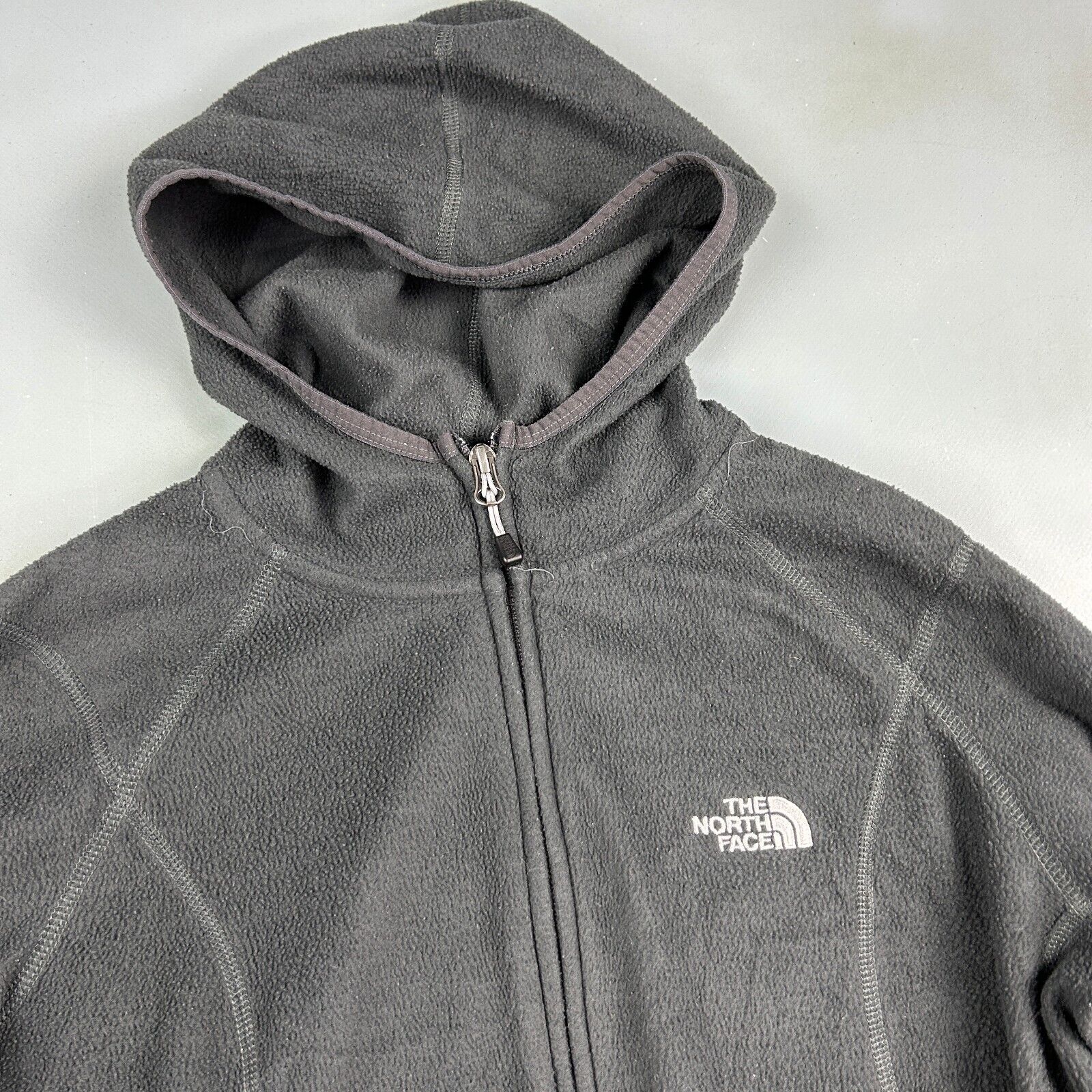 VINTAGE The North Face Grey Hooded Tech Fleece Sweater sz