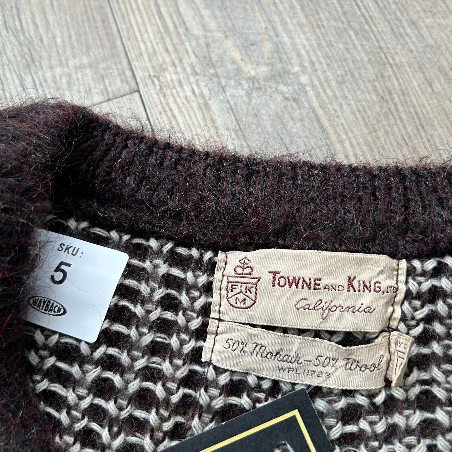 VINTAGE 60s | Towne & King Mohair Wool Argyle Knit Sweater sz 46 L-XL Adult