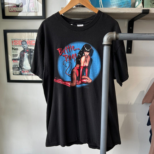 VINTAGE 90s | Bettie Page Devil Pin Up Model T-Shirt sz L Adult