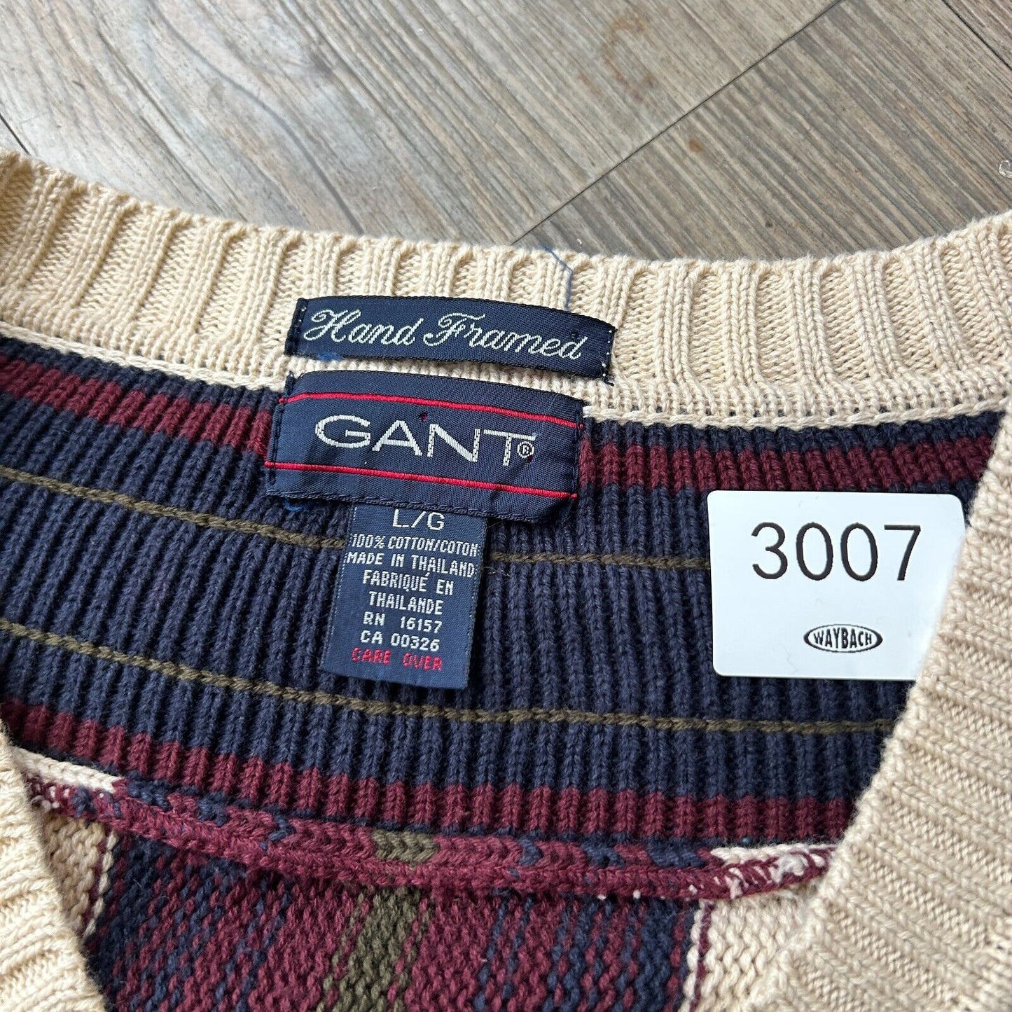 VINTAGE | Gant Vertical Striped Cricket Knit V Neck Sweater sz L