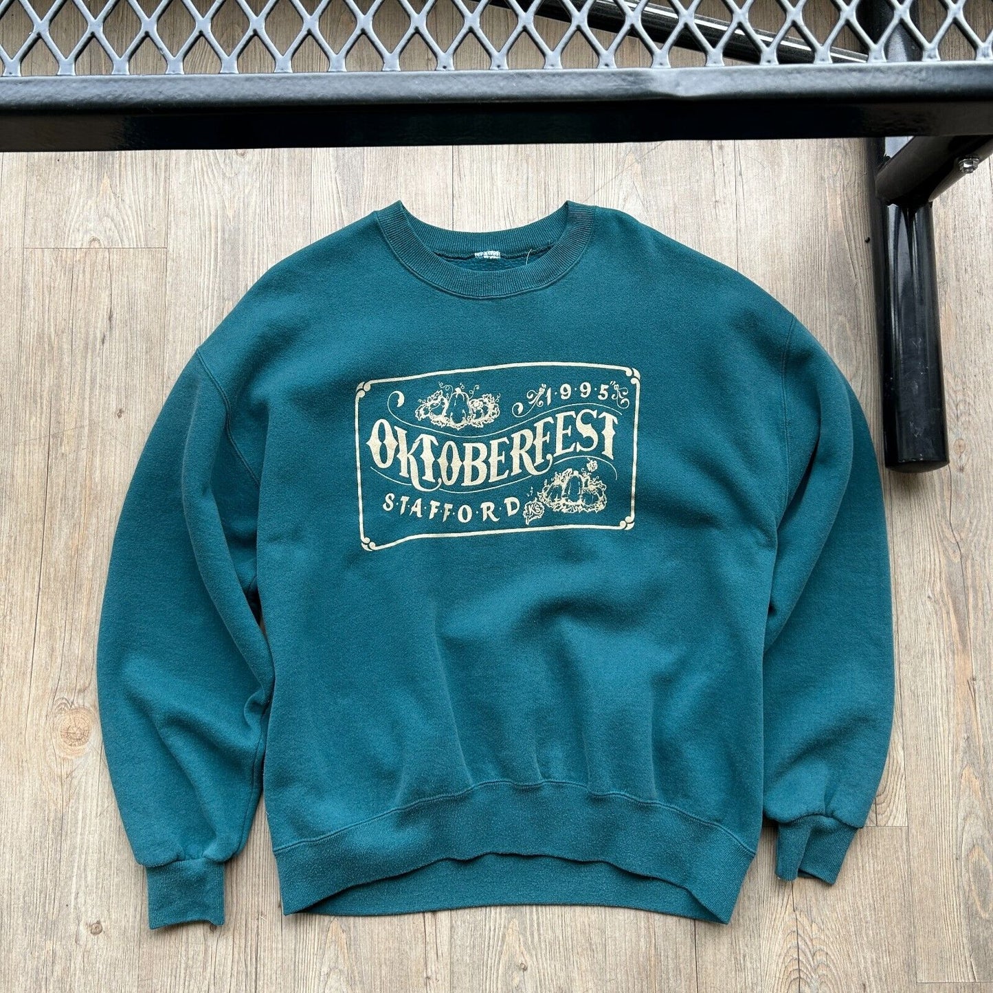 VINTAGE | Oktoberfest Stafford Teal Green Crewneck Sweater sz XL Adult