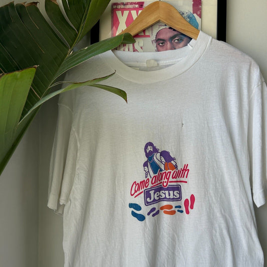 VINTAGE 90s | Come Along With Jesus T-Shirt sz M-L