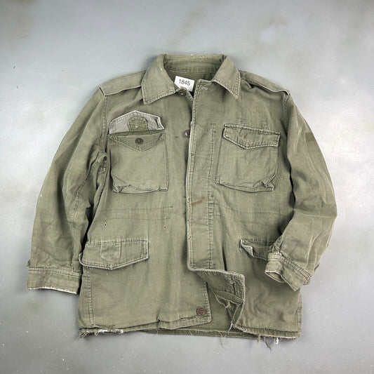 VINTAGE | Military Army Faded Green Fatigue Button Down Shirt Jacket sz L Adult