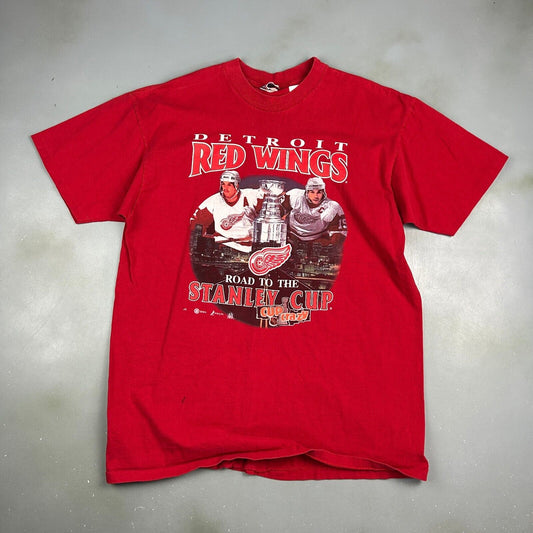 VINTAGE 90s | NHL Detroit Red Wings Cup Crazy Hockey T-Shirt sz L Men Adult