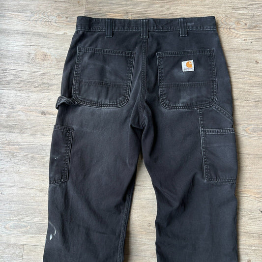 VINTAGE | Carhartt Faded Black Paint Splatter Workwear Pants sz W32 L30