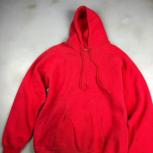 VINTAGE 90s FOTL Blank Red Hoodie Sweater sz Large Mens