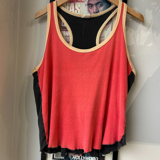 VINTAGE 70s 80s | Two Tone Faded Blank Tank T-Shirt sz M