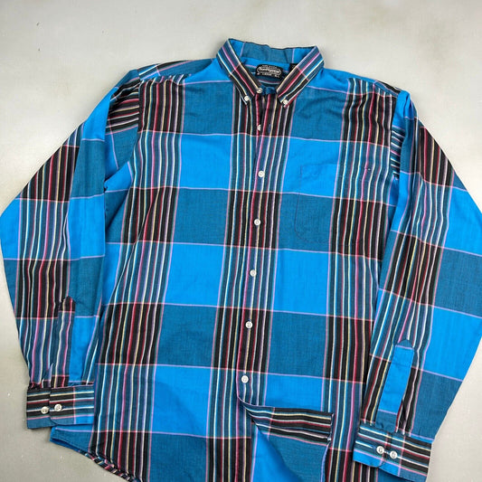 VINTAGE 80s Bon Homme NY Striped Button Up Shirt sz Large Adult