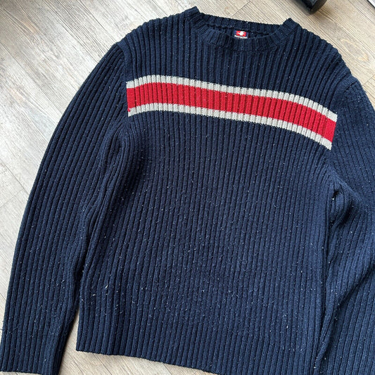 VINTAGE | Ferruche Striped Ribbed Knit Crew Sweater sz M