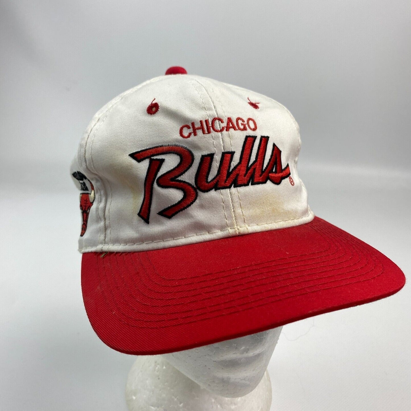 VINTAGE 90s Chicago Bulls Script Sports Specialties Twill Snapback Hat sz OS