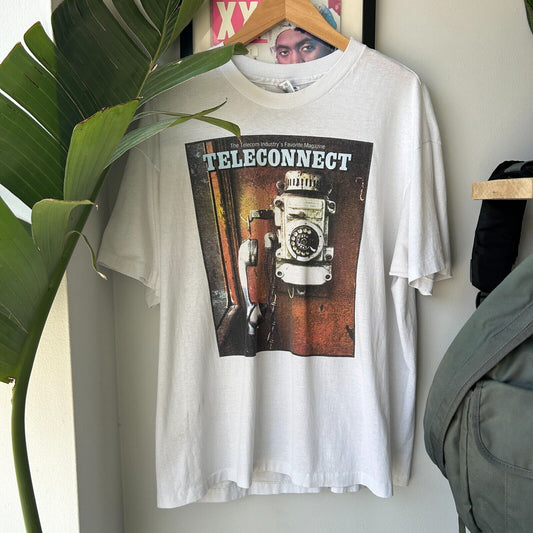 VINTAGE 90s | Teleconnect Magazine Phone T-Shirt sz XL