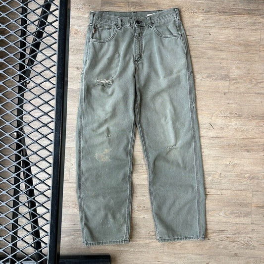 VINTAGE | Carhartt Faded Thrashed Sage Workwear Pants sz W33 L31