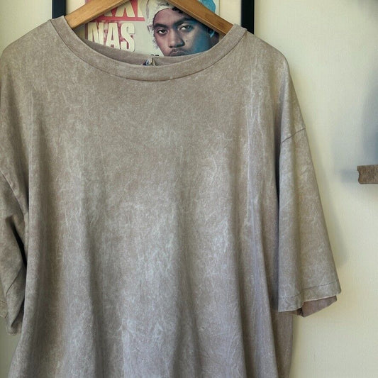 VINTAGE 90s | Faded Blank Cream Stone Wash T-Shirt sz L