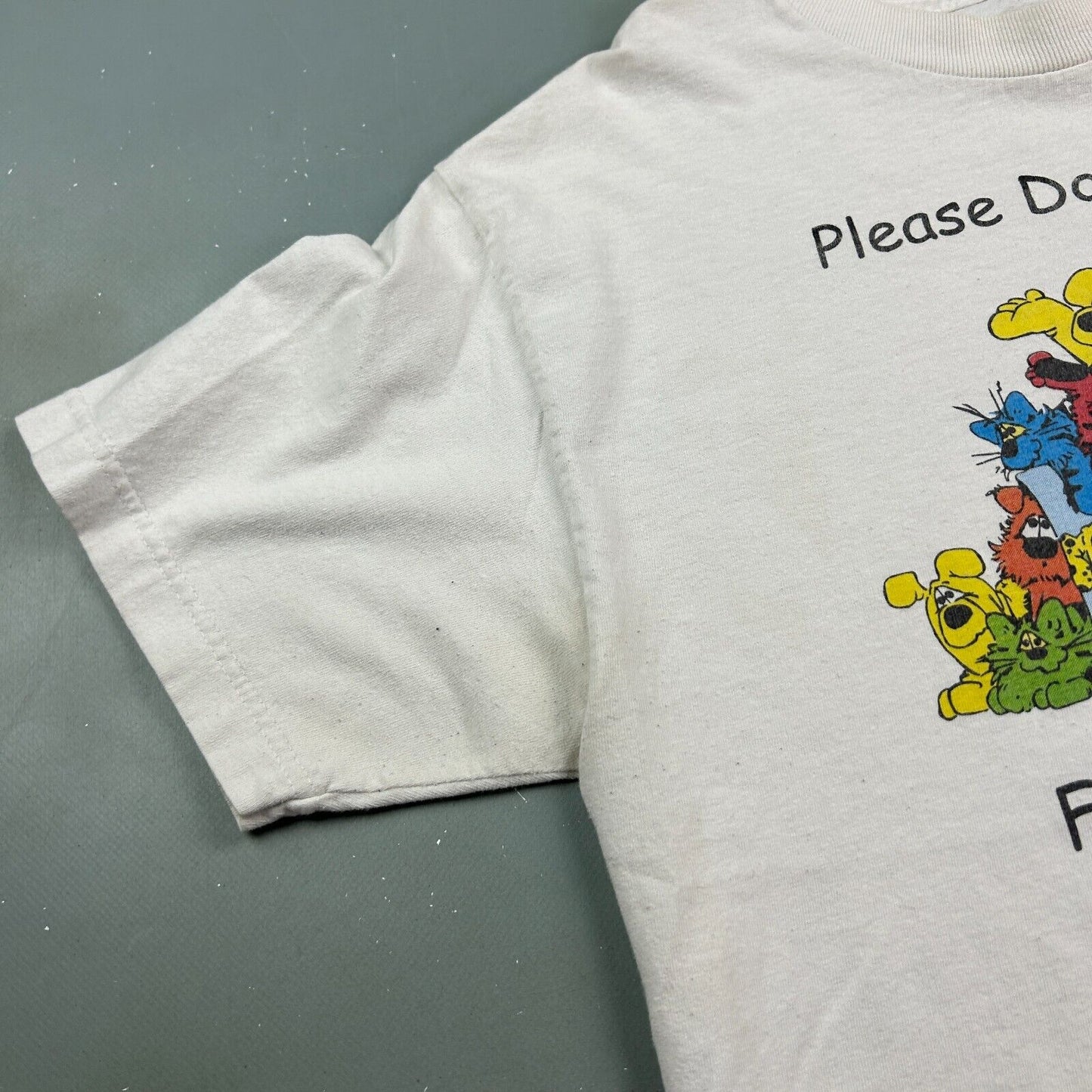 VINTAGE | Please Dont Litter Fix Your Critter White T-Shirt sz M Adult