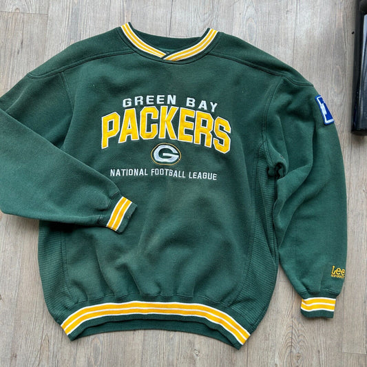 VINTAGE 90s | NFL Green Bay Packers Lee Sport Football Sweater sz L Adult