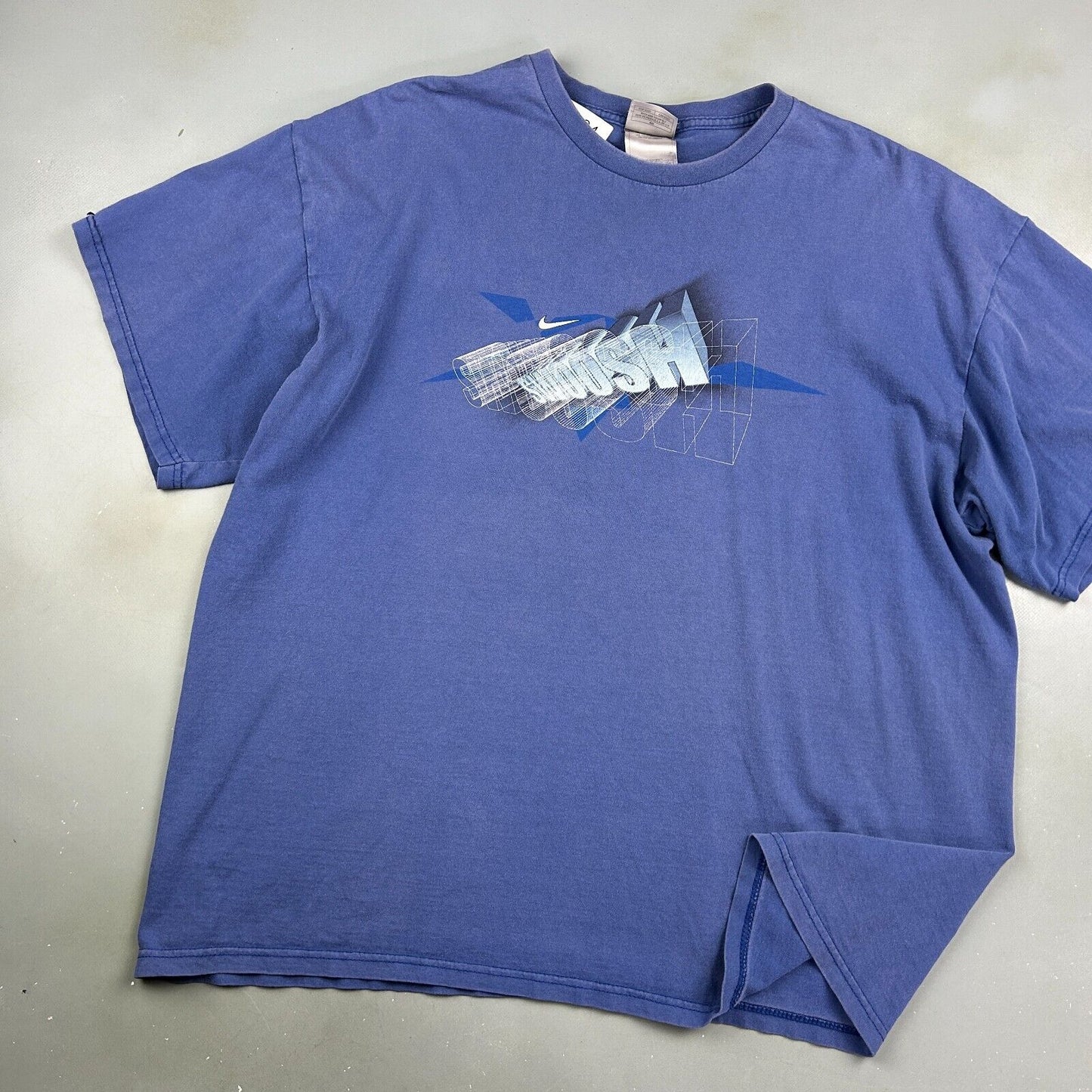 VINTAGE | NIKE 3D SWOOSH Blue T-Shirt sz XL Adult