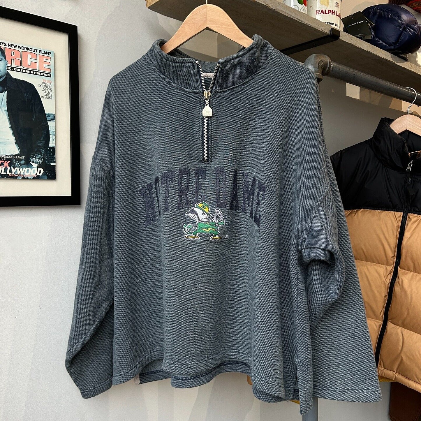 VINTAGE 90s | Notre Dame 1/4 Zip Pro Player Sweater sz XXL