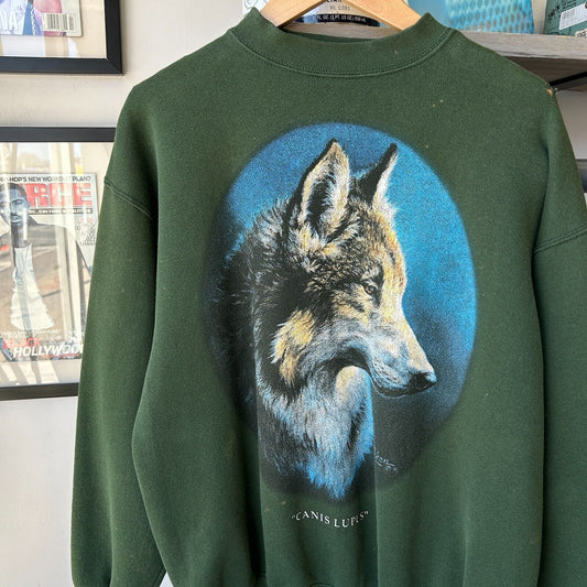 VINTAGE 90s | Canis lupus Werewolf Crewneck Sweater sz L Adult