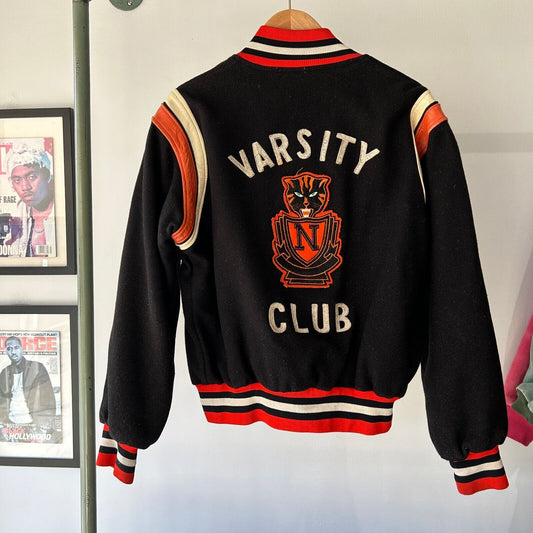 VINTAGE 1979 | Varsity Club Wool Chain Stitched Bomber Jacket sz 40 *M Adult