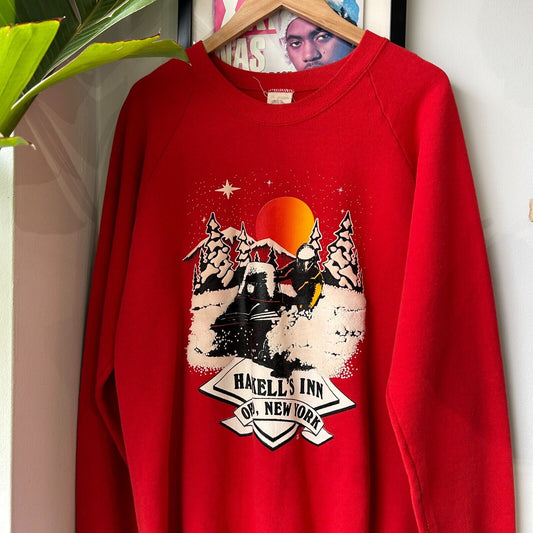 VINTAGE 80s | Haskell's Inn NY Ski Doo Crewneck Sweater sz M/L Adult