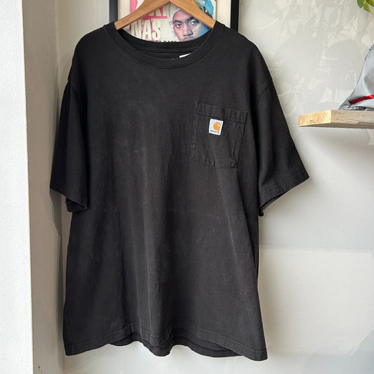 VINTAGE | Carhartt Logo Faded Black Logo Relaxed T-Shirt sz XL